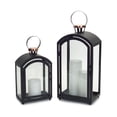 thumbnail image 4 of Melrose Set of 2 Black Metal Dome Lanterns with Copper Handle 20", 4 of 5