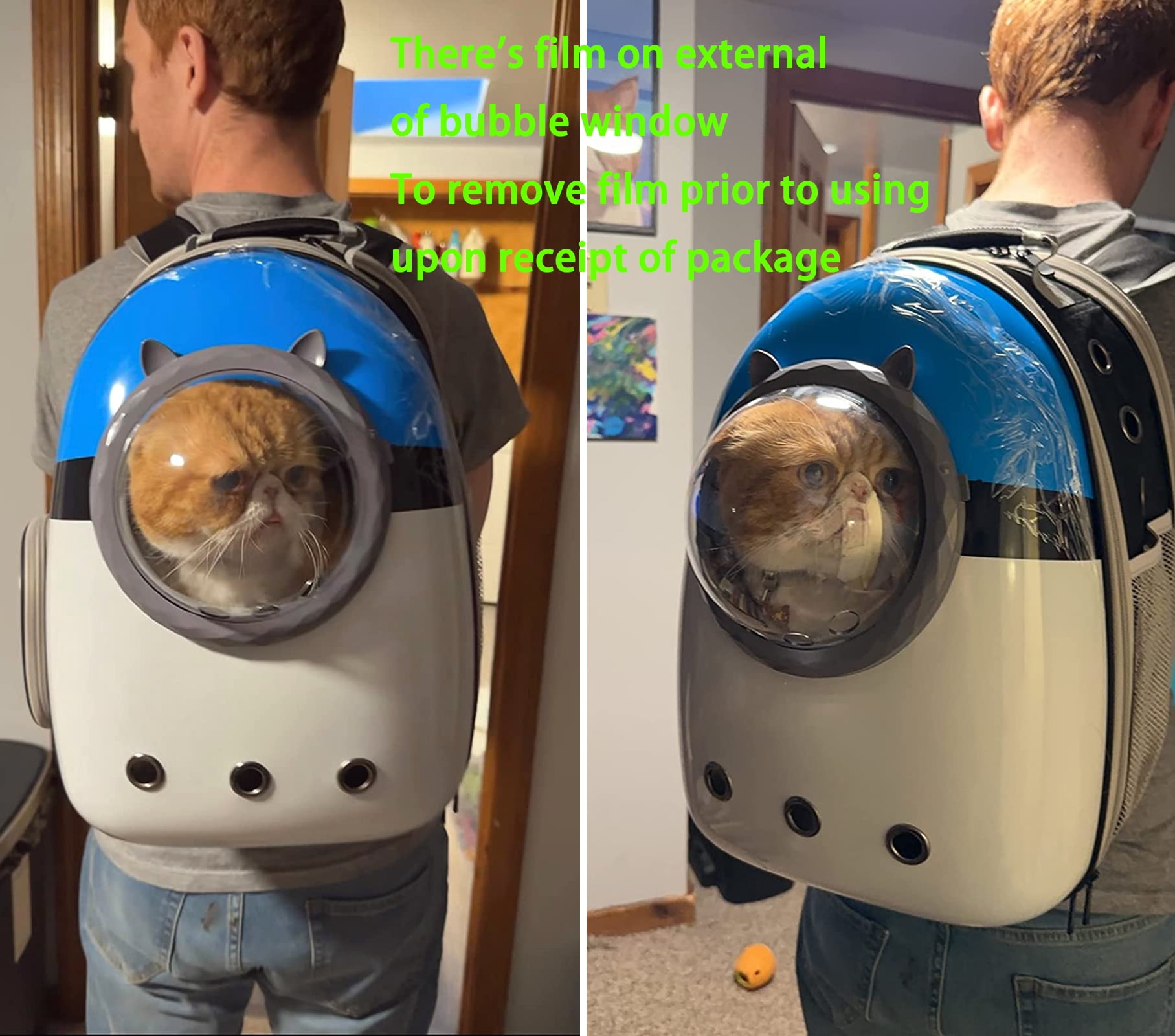 Back Expandable Cat Carrier Backpack, Backpack for Cats Kitten Small Puppy, Airline Approved Cat Bubble Backpack, Space Capsule Astronaut Carrier