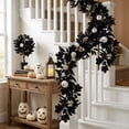 thumbnail image 4 of 3.28Ft Artificial Black Halloween Garland Decorated with White Pumpkins and White Berries, Bendable Gothic Fall Vine for Mantel, Stair, Front Door, Table Arch Indoor Home Festival Ornament, 4 of 5