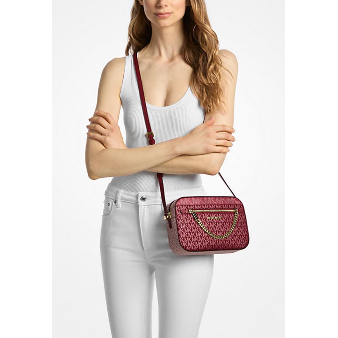 Michael Kors Women's Jet Set Large Metallic Signature Logo