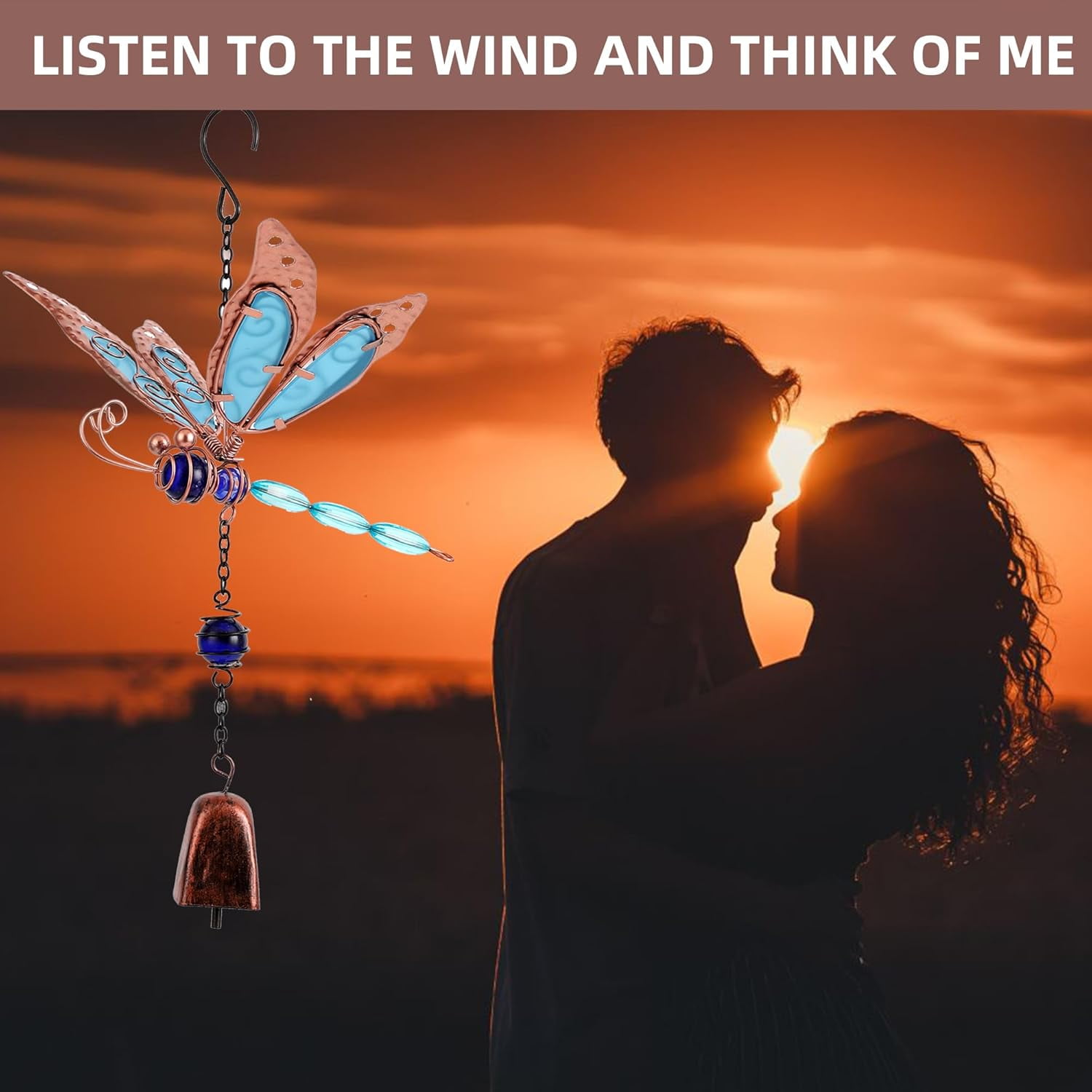ABPETE Dragonfly Wind Chimes, Garden Glass Bell Glow Wind Chimes for Home, Party, Festival Decor, Garden Decoration Indoor/Outdoor,Lifelike Dragonfly Deep Tone Style