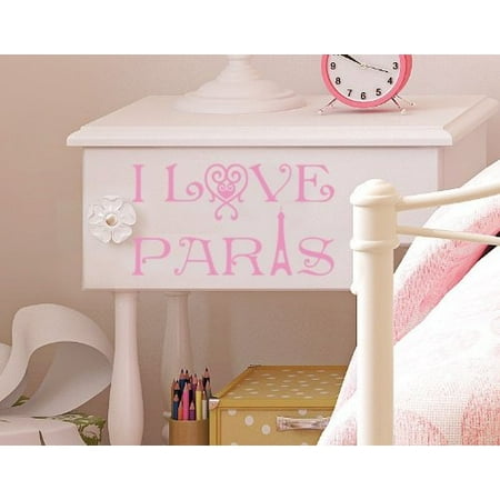 Two Murals (I love Paris II Wall Decal - wall decal, sticker, mural vinyl art home decor quotes and sayings - 4175 - Black, 47in x)