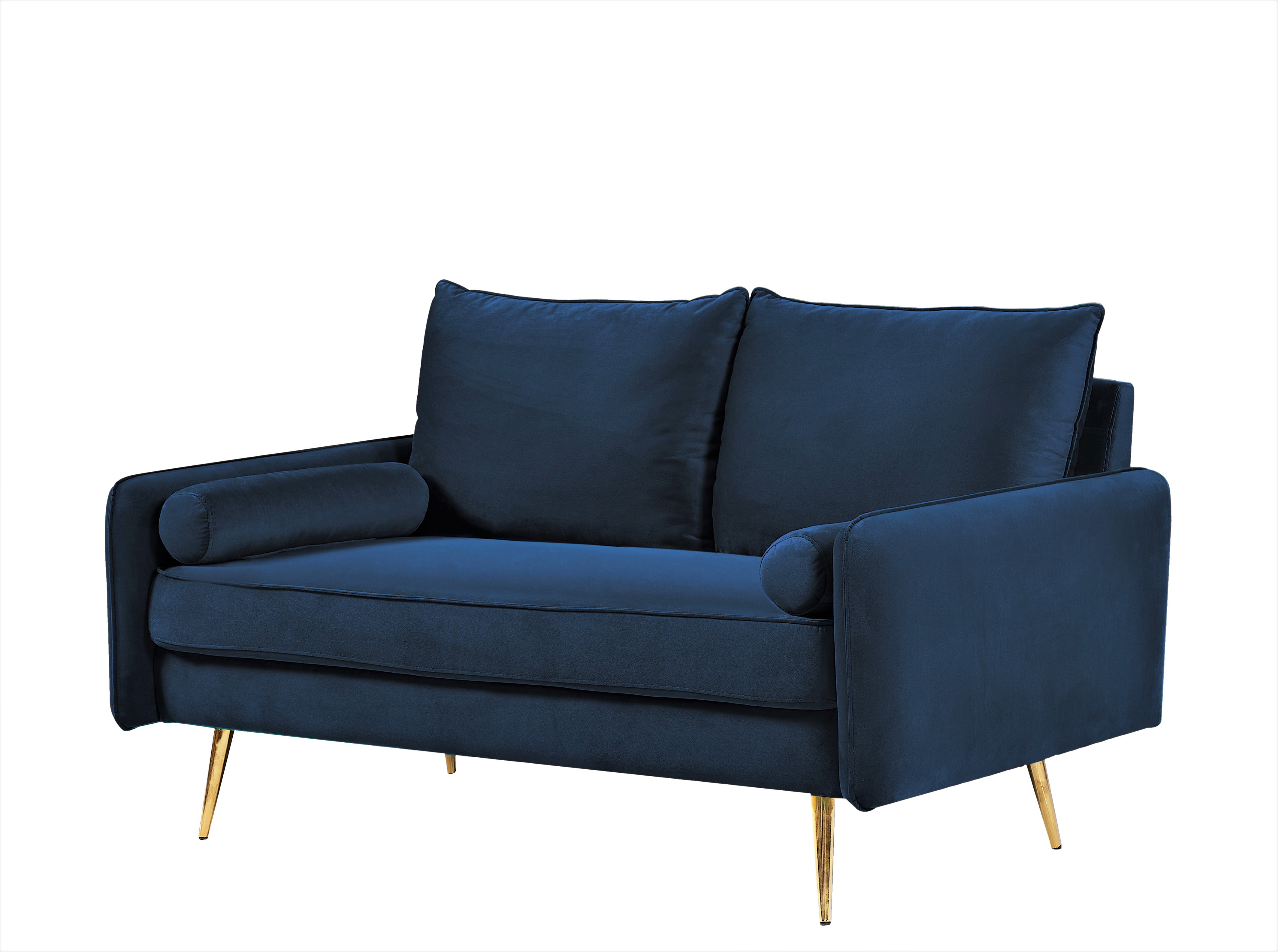 US Pride Furniture Villeda 58''W Polyester Square Arms Loveseat Dark Blue