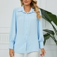 thumbnail image 5 of cfhntfmh Button down Shirts for Women Ruffle Long Sleeve Work Tops Textured Oversized Loose Collared Dressy Casual Blouse S-Xxl, 5 of 7