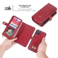 thumbnail image 6 of iPhone 11 6.1" Case, Allytech Vegan Leather Flip Stand Multi-Function Cards Holder Cash Pocket Purse Detachable Back Cover Magnetic Protection Shockproof Case Cover for Apple iPhone 11 6.1",Red, 6 of 10