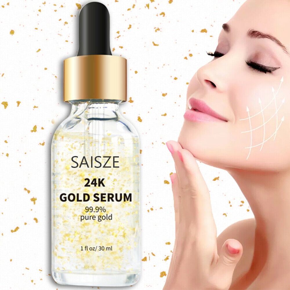 24K Gold Anti Aging Face Serum Moisturizer Enriched with Vitamin C Serum, Hyaluronic Acid, Vitamin E Cream for Day and Night Wrinkle Reduction (1oz)