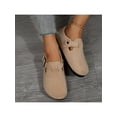 thumbnail image 6 of Women’s Mules Sandals, Suede Leather, Flat Round Toe, Slip-On Buckle Strap, Retro Comfy Loafer Shoes, 6 of 6
