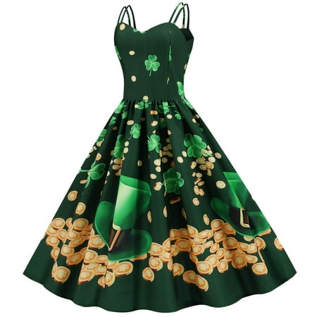 

asdoklhq Maternity Dress Fashion Women Sleeveless V-Neck Printed Ladies Slim Mini Camis Dress