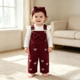 thumbnail image 5 of mgoYE Baby Girl Clothes 0 3 6 9 12 18 Months Newborn Baby Girl Clothes Fall Outfit Long Sleeve Ribbed Romper Floral Suspender Overalls Shorts Set with Headband 3PC 3-6 Months, 5 of 7