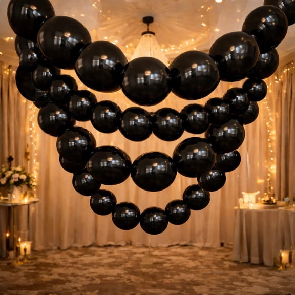 100 Black 10" Matte Pastel Biodegradable Latex Link Balloons Connectable Party Balloons