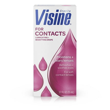 For Contacts Lubricant + Rewetting Drops, .5 Fl. Oz, Refreshes eyes and moistens contact lenses By