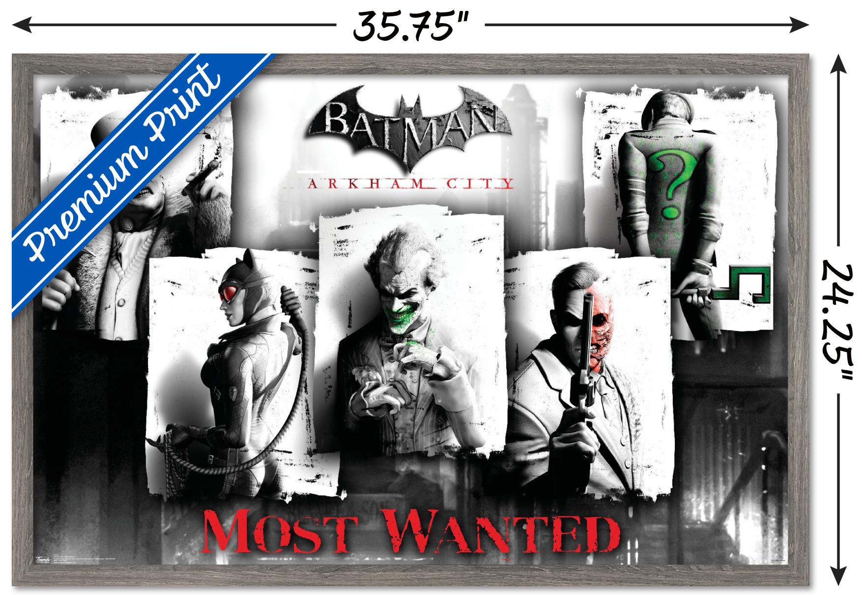 DC Comics Video Game - Arkham City - Most Wanted Wall Poster, 22.375" x 34", Framed