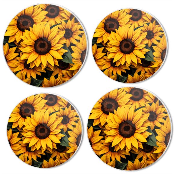 Bahomeck Electric Stove Burner Covers Set Of 4,Bunch Of Sunflowers With Yellow Petals And Dark Green Leaves Metal Gas Stove Burner Covers,Protecting Gas Stoves,8 Inch And 10 Inch