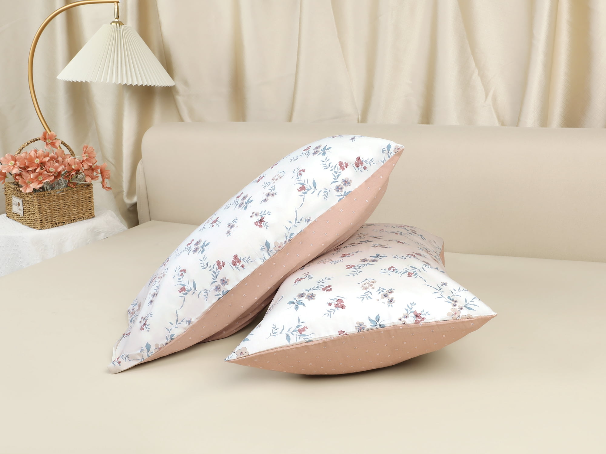 Unique Bargains Pillowcase Soft Floral Pillow Cases with Envelope Closure Queen Khaki