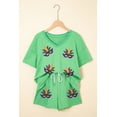 thumbnail image 6 of Mint Green Sequin Mardi Gras Mask Tee & Drawstring Shorts Set – Casual Summer Outfit for Women, XL, 6 of 7