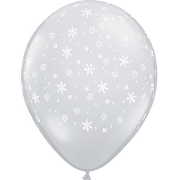 Qualatex Winter Holiday Snowflakes Around 11" Latex Balloons, Clear, 6 CT
