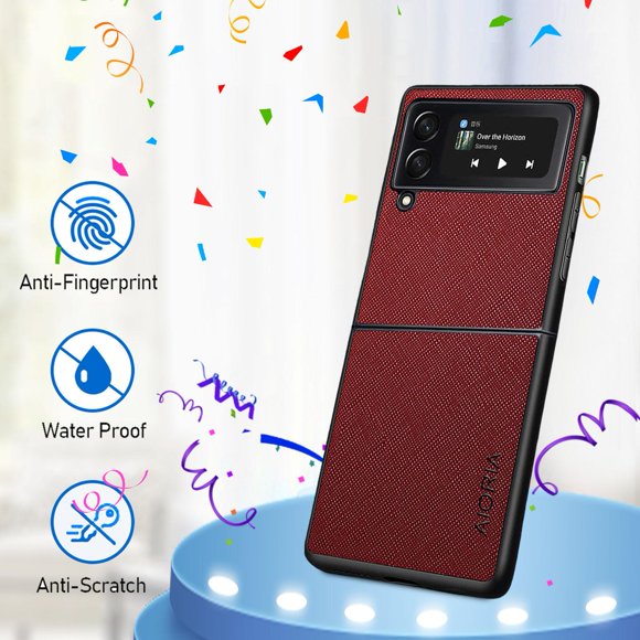 Funda Con Tapa A Prueba De Golpes De Cuero Pu Con Textura Cruzada Compatible Con Samsung Galaxy Z Flip3 5G Funda Protectora Rígida Plegable Para Pc Cateissary EL017733-02
