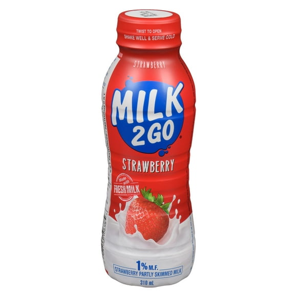 Milk2Go 1% Strawberry Partly Skimmed Milk, 310 mL