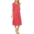 thumbnail image 2 of Women's Loose Fit Scoop Neck 3/4 Sleeve Polka Dot Patterned A-Line Midi Dress, 2 of 4