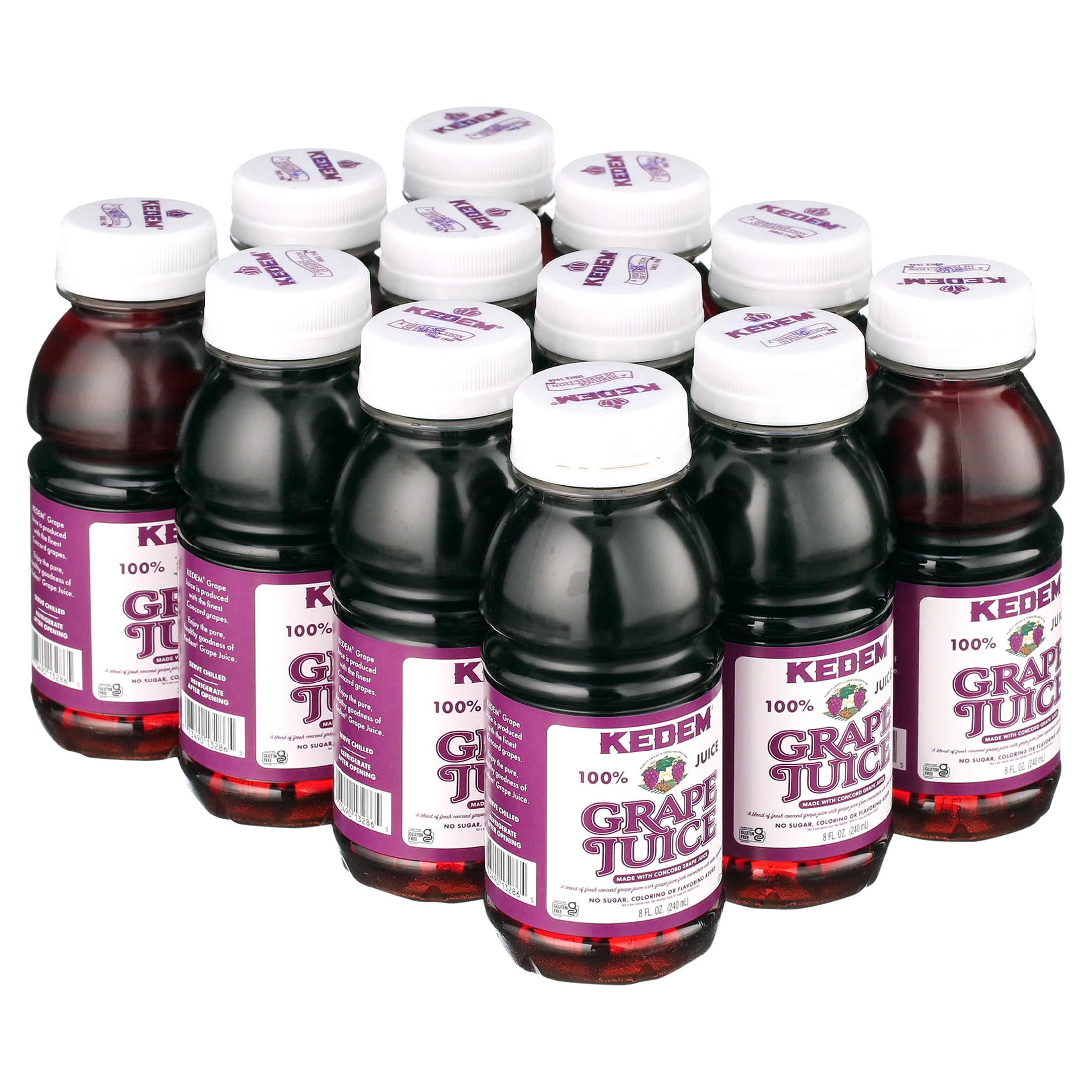 Kedem Grape Juice, 8oz BPA Free Plastic Bottle 12 Pack Made With Concord Grapes, Certified Kosher