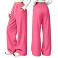 thumbnail image 6 of Dwellite Sweatpants for Women Casual Wide Leg Baggy Lounge Sweat Pants High Waisted with Pockets Oversized Loose Soft Track Pants 2026 Hot Pink 3XL, 6 of 9