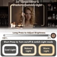 thumbnail image 4 of LAZZO 48" Wood Vanity with Glass Top, 3-Color Lights Mirror, Sliding Jewelry Organizer & Charging Station, Brown, 4 of 9
