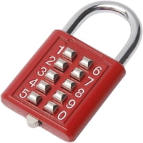 TALENO 10-Digit Combination Padlock,Push Button Lock Red,Zinc Alloy Luggage Padlock for School Locker,Gym,Case,Fence Gate,Drawer and Toolbox 1Pcs