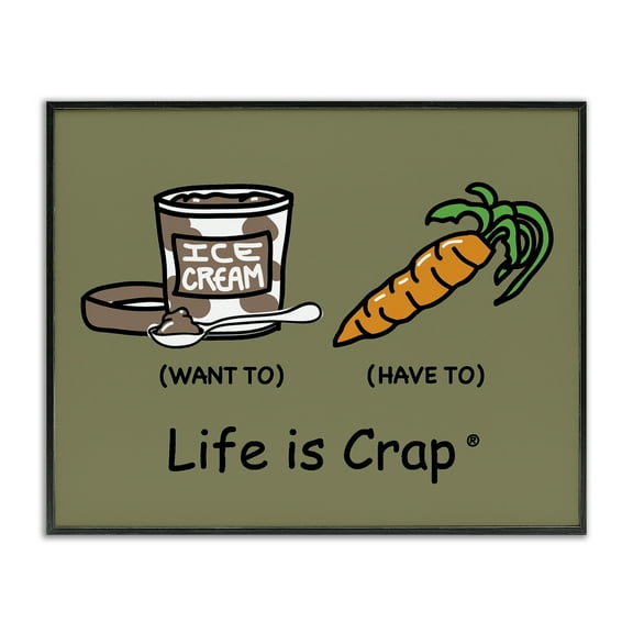 Stupell Industries Funny Diet Comparison Novelty & Humor Painting Black Framed Art Print Wall Art, 14 x 11