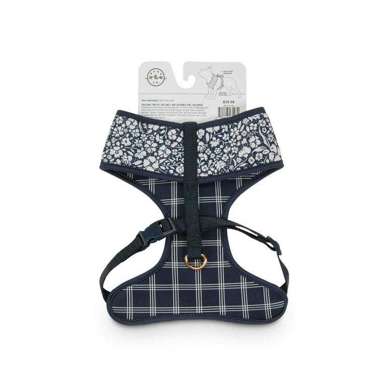 Petco Brand Bond Black White Floral Plaid Reversible