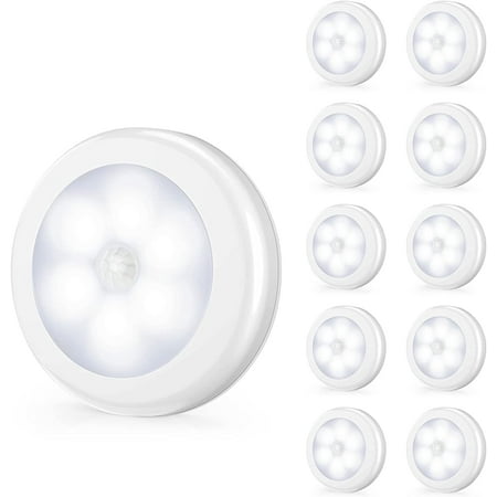 

JMH Upgraded Motion Sensor LED Night Light 1 Pcs Non-Fall Cordless Battery-Powered Wall Light Stick-on Magnet Closet Lights Safe Lights for Stairs Hallway Kitchen Cabinet (White)