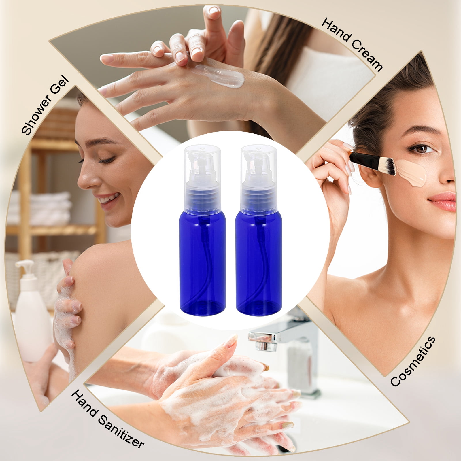 Uxcell 10Pcs Travel Pump Bottle, Empty Pump Bottle Dispenser, 1.7oz Clear Blue