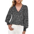 thumbnail image 1 of Pompotops Mode Femme Ample Imprimé Col en V Manches Longues Liquidation, 1 of 4