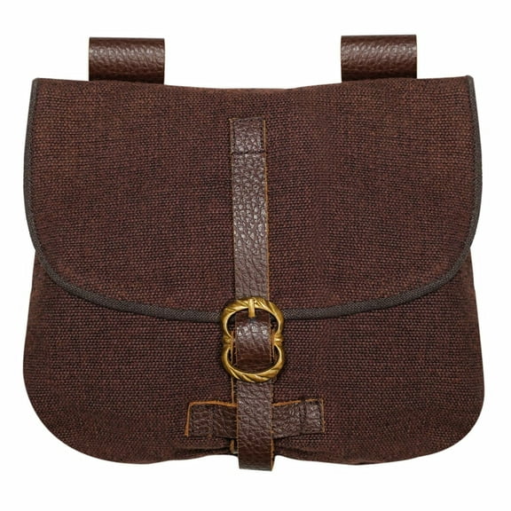 Mythrojan Late Medieval Belt Pouch, High Quality Canvas Waist Bag for Reenactments, Medieval Events, LARP, Ren Faire, Cosplay Costume Accessory- Brown