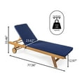 thumbnail image 3 of Mallorca 77.56"x23.62" Modern Classic Adjustable Acacia Wood Chaise Outdoor Lounge Chair with Cushion & Wheels, Navy/Natural, 3 of 9