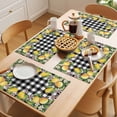 thumbnail image 5 of Yellow Lemon Placemats Set of 2, Black White Plaid Leaf Pink Flower Floral Non-Slip Place Mats Washable Table Mats for Kitchen Dining Table Decorations Indoor/Outdoor, 5 of 9