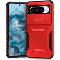 Dteck Case for Google Pixel 9 Pro XL,Shockproof TPU PC Armor Case Slide Lens Protection Cover for Google Pixel 9 Pro XL,Red