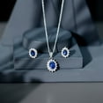 thumbnail image 6 of Rosec Jewels Lab Grown Blue Sapphire Jewelry Set with Moissanite Halo for Women - AAAA Grade, 925 Sterling Silver, 6 of 8