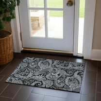 Addison Rugs Chantille Indoor/Outdoor Transitional Paisley Black Washable Rectangle Rug, 1'8" x 2'6"