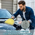 thumbnail image 4 of Microfiber Car Wash Gloves With Chenille & Polyester Terry Scratch-Free Cleaning Elastic Cuffs Yellow Gingham Pattern, 4 of 8