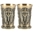 thumbnail image 3 of FRCOLOR 2pcs Shot Glass Metal Wine Cup Vintage Shot Glass Decorative Wine Cup Copper Wine Cup, 3 of 8