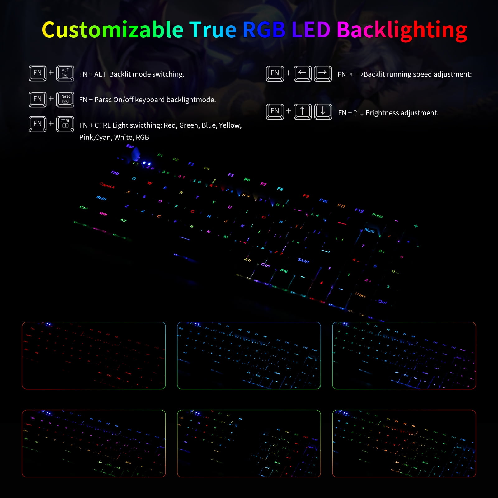 E-YOOSO Z-19 Mechanical Gaming Keyboard with Number Pad, True RGB Backlit, Hot Swappable Blue Switches, Pro Software Supported, Wired Compact 94 Keys for PC/Computer/Laptop, Black Grey
