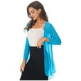 thumbnail image 3 of YONGHS Women Half Sleeve Chiffon Long Cardigan Bolero Open Front Casual Shrug Jackets Sky Blue XXL, 3 of 5