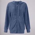 thumbnail image 6 of Sweaters for Women Long Sleeve Knitted Zip Up Hoodies Ribbed Pullover Loose Casual Sweatshirts with Pocket Dark Blue M, 6 of 9