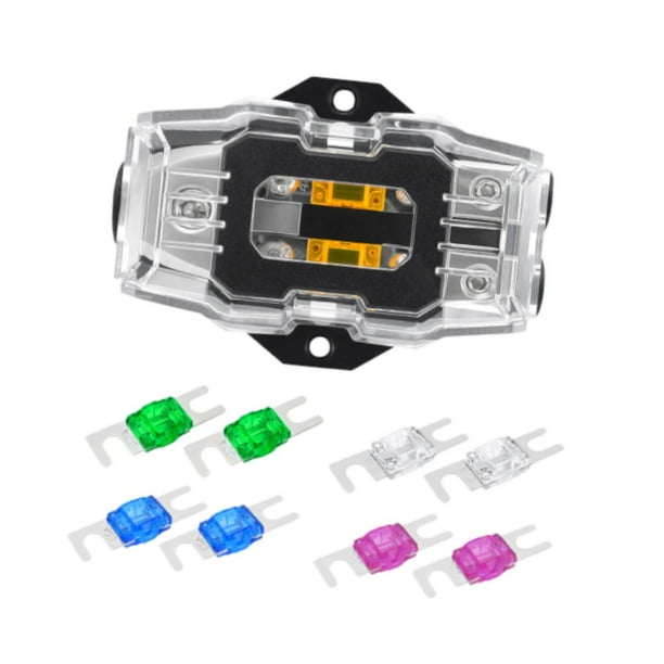 Bloque de distribución con fusibles, soporte para caja de fusibles de amplificador estéreo de audio para automóvil, bloque de fusibles ANL 1 en 2 out