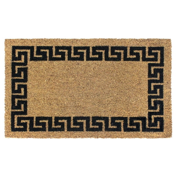 Rugsmith Black Machine Tufted Greekey Bordered Doormat, 18" x 30"