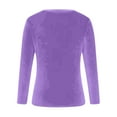 thumbnail image 3 of Velvet Tops for Women Long Sleeve Crewneck Dressy Elegant Date Night Velour Shirts, Light Purple Fashionable top, 3 of 4