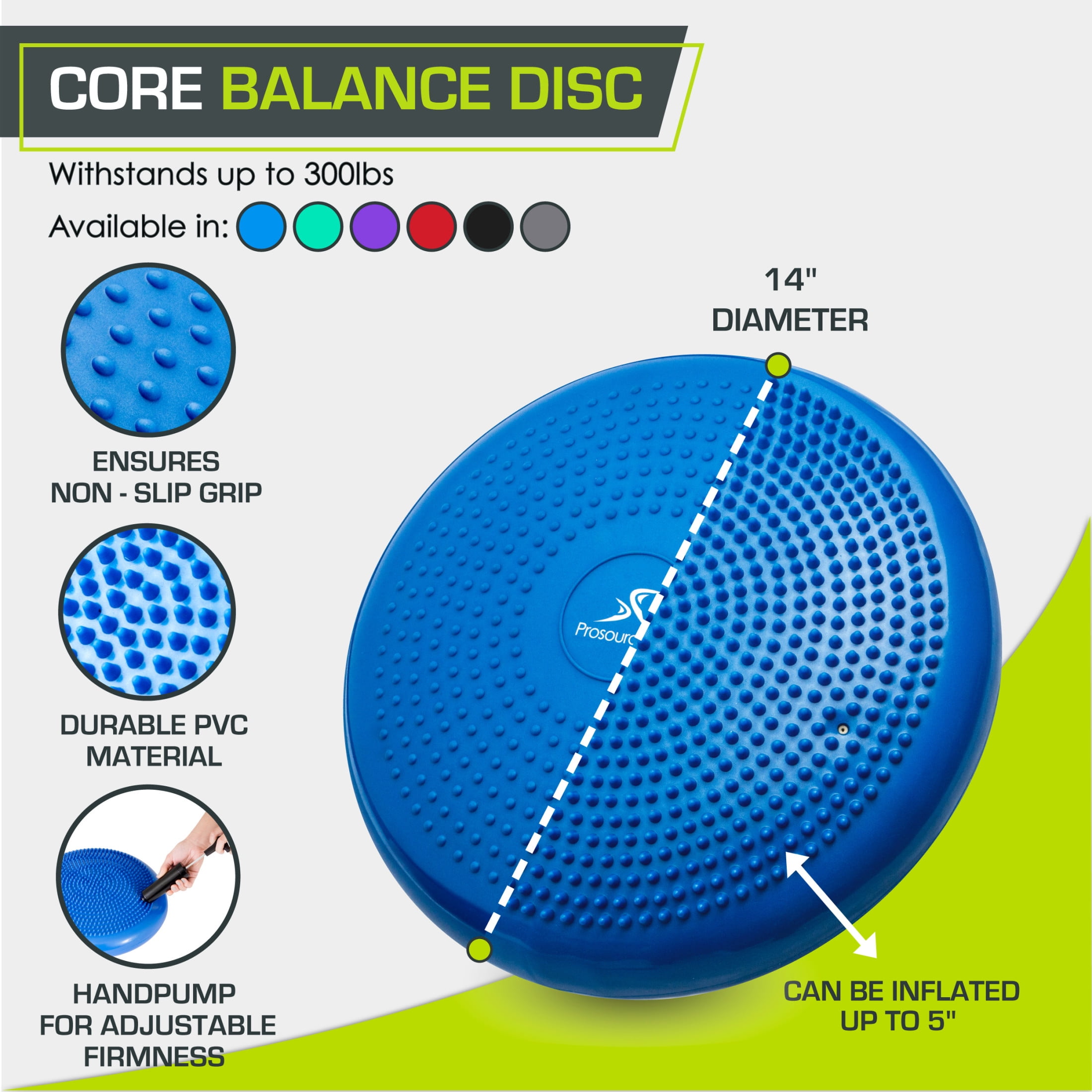 ProsourceFit Core Balance Disc Trainer, 14" Diameter with Pump