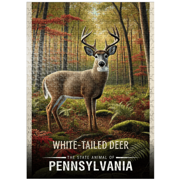 MyPuzzle - Pennsylvania, White-Tailed Deer: State Animals Series - Premium 500 Piece Jigsaw Puzzle for Adults