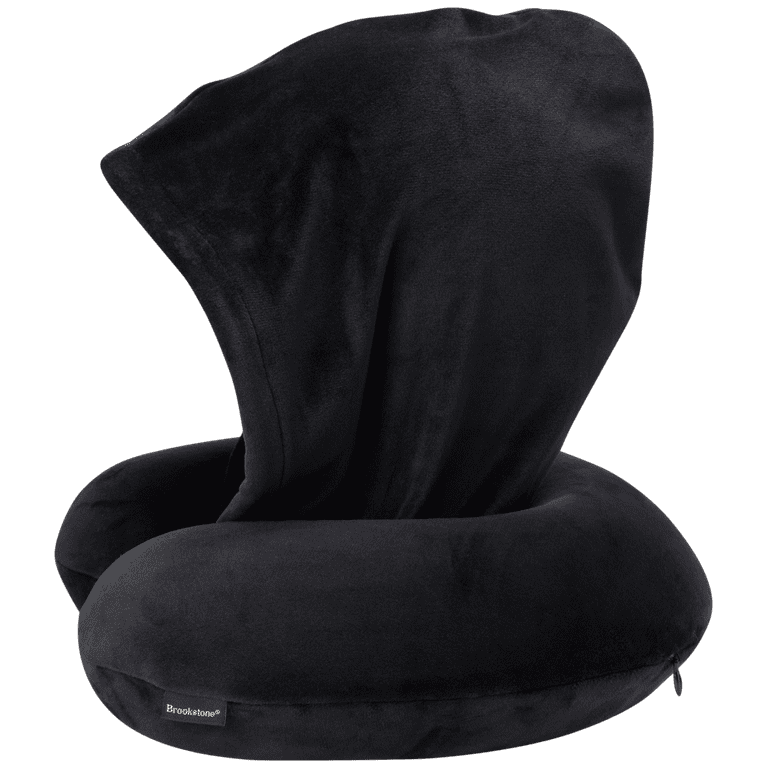 Brookstone Hooded Memory Foam Neck Pillow with Lightweight High