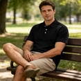 thumbnail image 7 of Uwinwear Men's Polo Shirts Solid color Button-Down Short Sleeve Quick Dry Moisture Wicking Performance Collared Golf Shirt Breathable Casual Wear,Black,S, 7 of 7